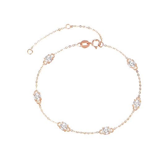 10K Rose Gold Moissanite Charm Bracelet