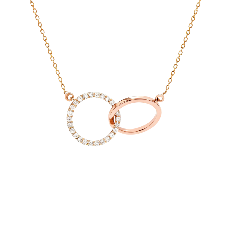 Halskette mit Moissanit-Kreisanhänger aus 18-karätigem Roségold-1