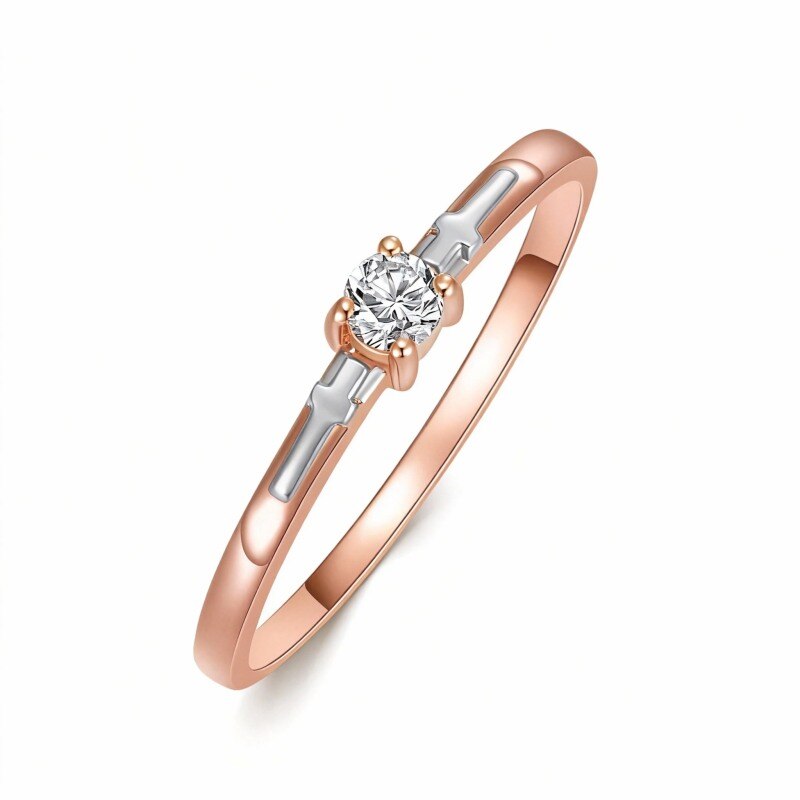 Bague de couple en or rose 10 carats et moissanite-1