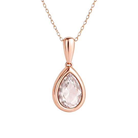 Hangerketting met druppelvormige moissanite van 10 karaats roségoud.