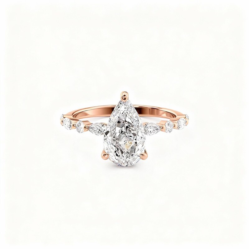 14K Rose Gold Moissanite Engagement Ring-1
