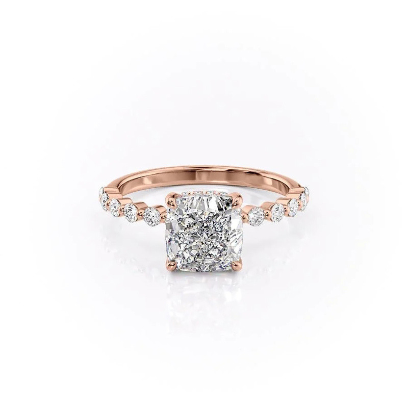 Bague de fiançailles en or rose 10 carats et moissanite-16