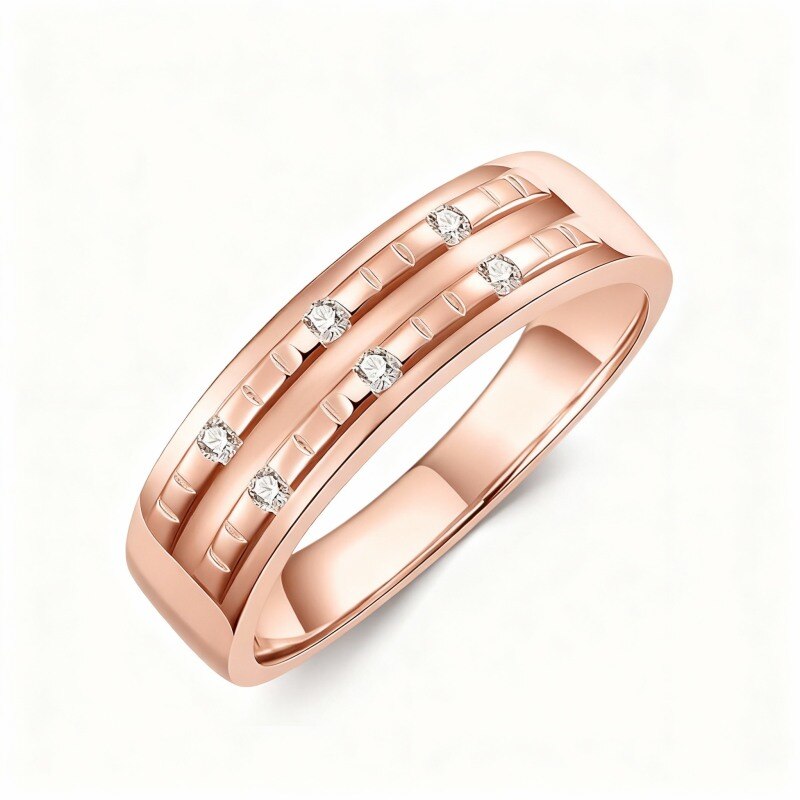 Bague de fiançailles pour homme en or rose 10 carats et moissanite-1