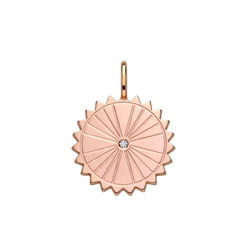 18-karätiger roségoldener Moissanit-Anhänger mit Gravur-1