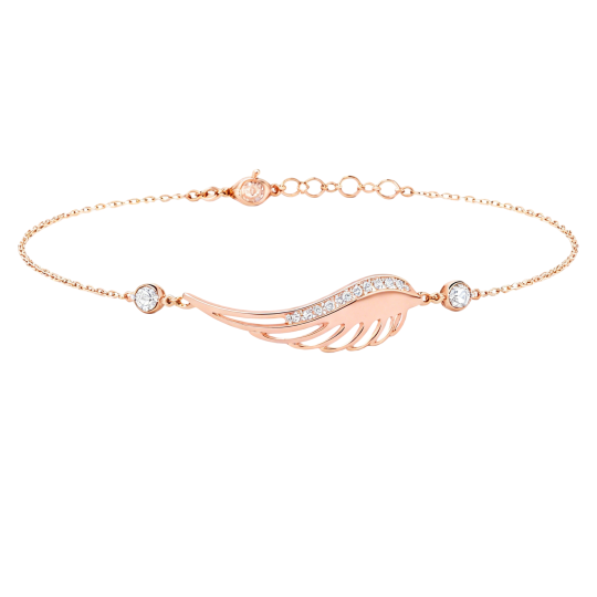 10K Rose Gold Moissanite Feather Charm Bracelet