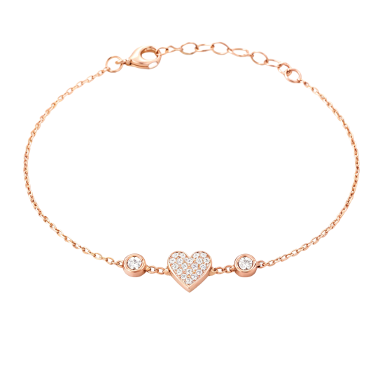 10K Rose Gold Moissanite Heart Charm Bracelet