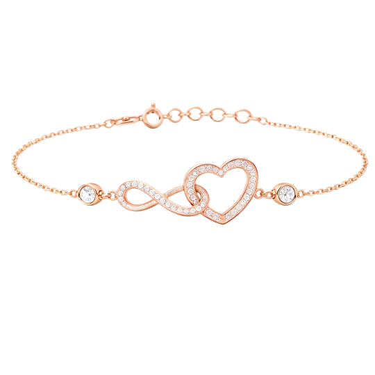 10K Rose Gold Moissanite Heart & Infinity Symbol Charm Bracelet