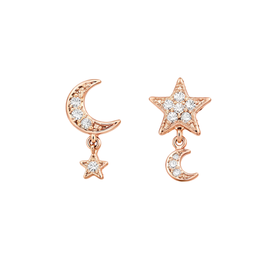 10K Rose Gold Moissanite Heart & Star Stud Earrings