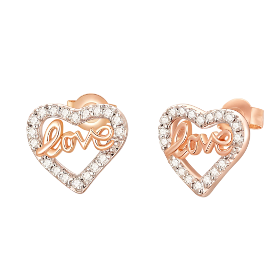 10K Rose Gold Moissanite Heart Stud Earrings