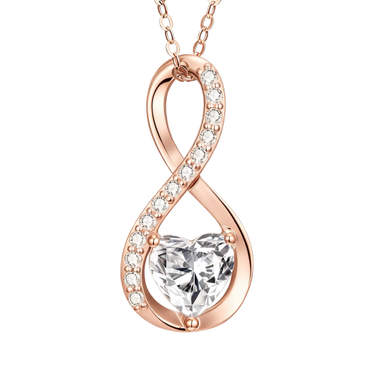 Hanger met oneindigheidssymbool van 10 karaat roségoud en moissanite.