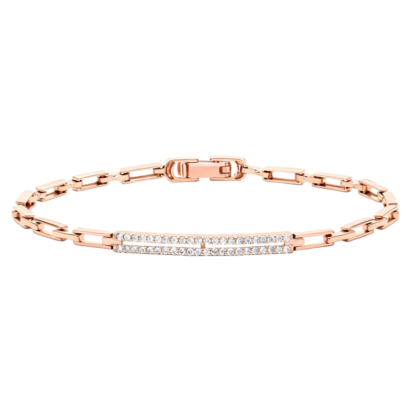 Bracelet trombone en or rose 10 carats et moissanite-1