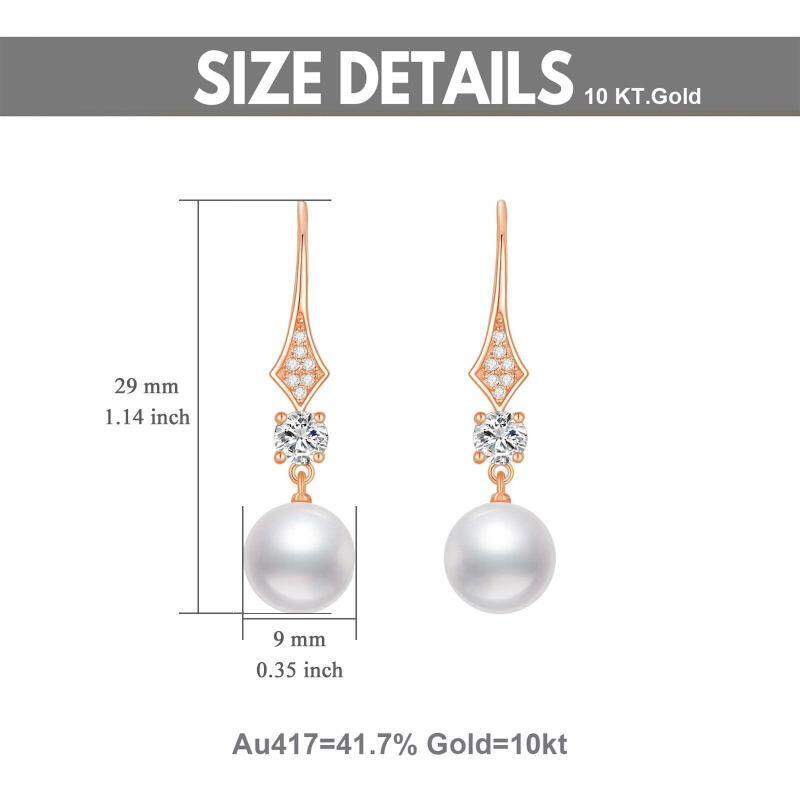 Pendientes colgantes de oro rosa de 14 quilates con moissanita y perlas-5