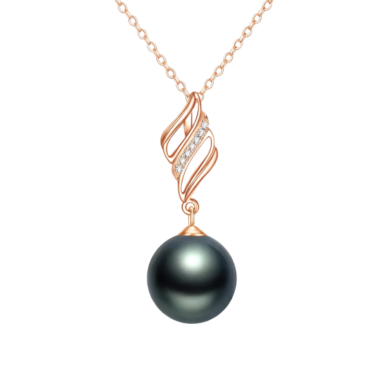 Hangerketting van 10 karaats roségoud met moissanite en parels