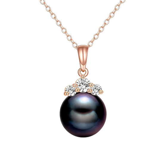 Hangerketting van 10 karaats roségoud met moissanite en parels