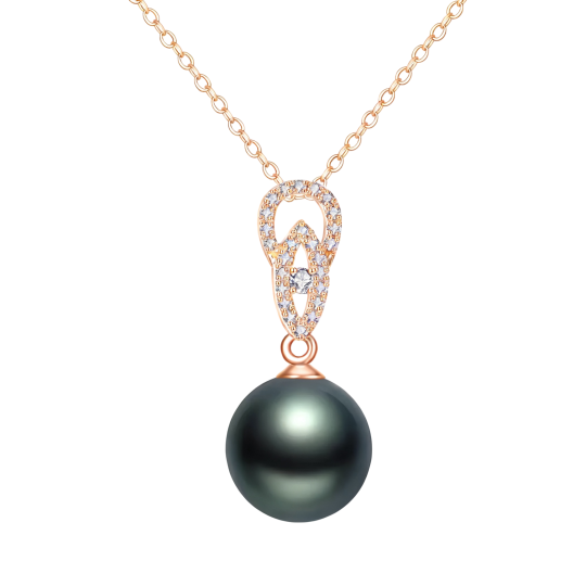 Hangerketting van 10 karaats roségoud met moissanite en parels