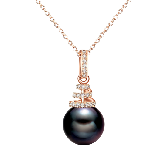 Hangerketting van 10 karaats roségoud met moissanite en parels