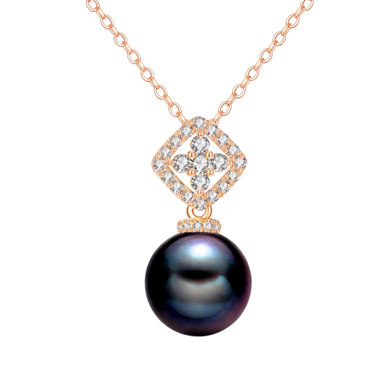 Hangerketting van 10 karaats roségoud met moissanite en parels