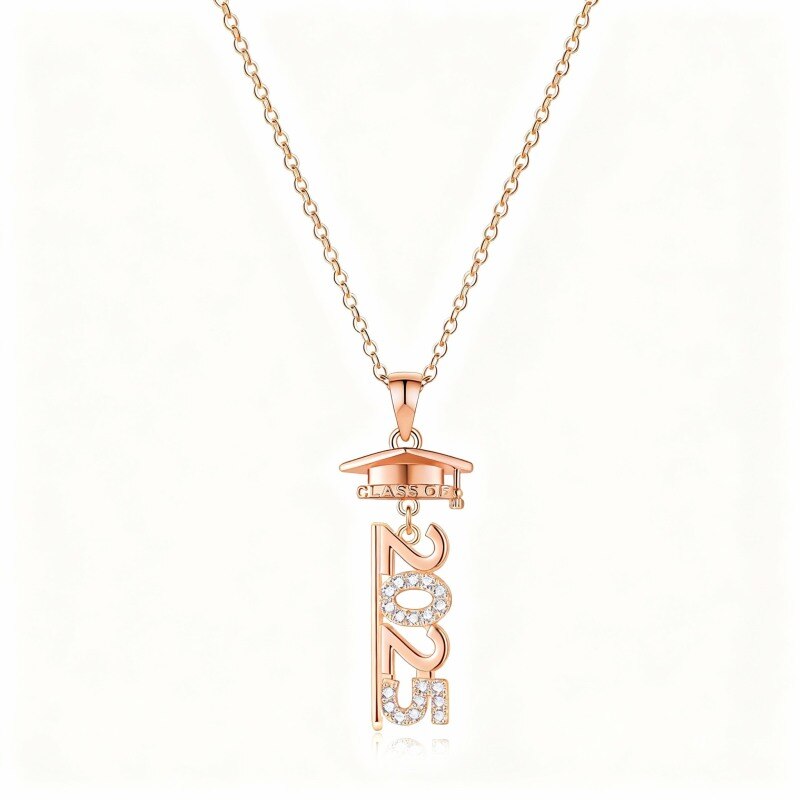 Halskette mit Moissanit-Anhänger aus 10-karätigem Roségold-1