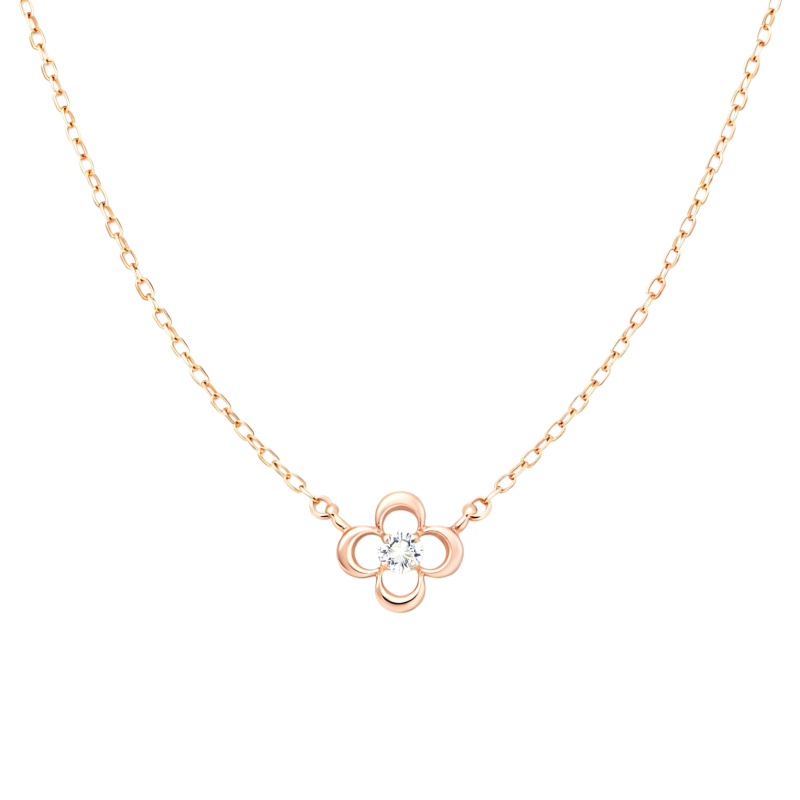 10K Rose Gold Moissanite Pendant Necklace-1