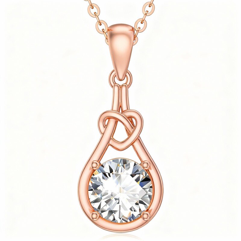 10K Rose Gold Moissanite Pendant Necklace-1