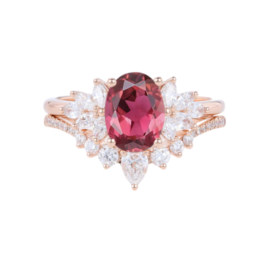 10K Rose Gold Moissanite Personalized Engraving & Couple Bridal Set