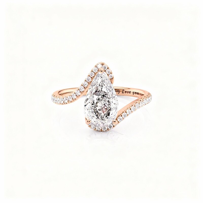 18K Rose Gold Moissanite Personalized Engraving Ring-1