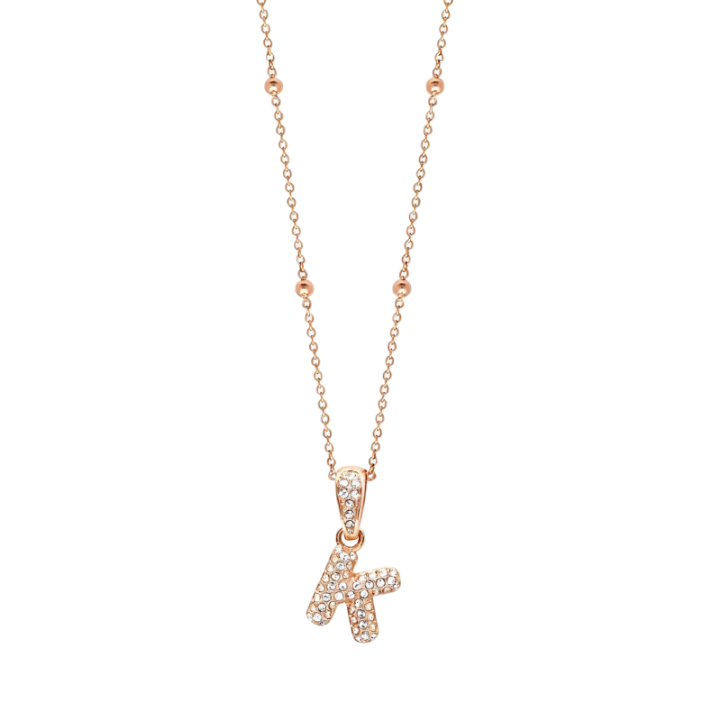 Collar con inicial personalizada de moissanita y oro rosa de 18 quilates-1