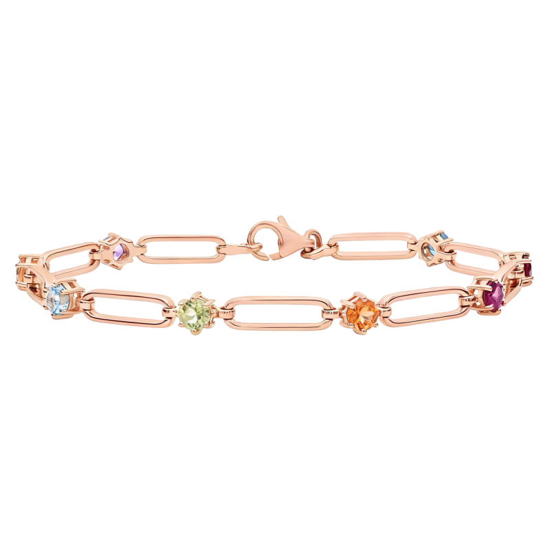 Bracelet trombone arc-en-ciel en or rose 18 carats et moissanite-1