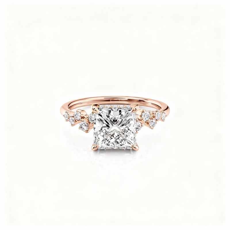 Bague en or rose 18 carats et moissanite-1