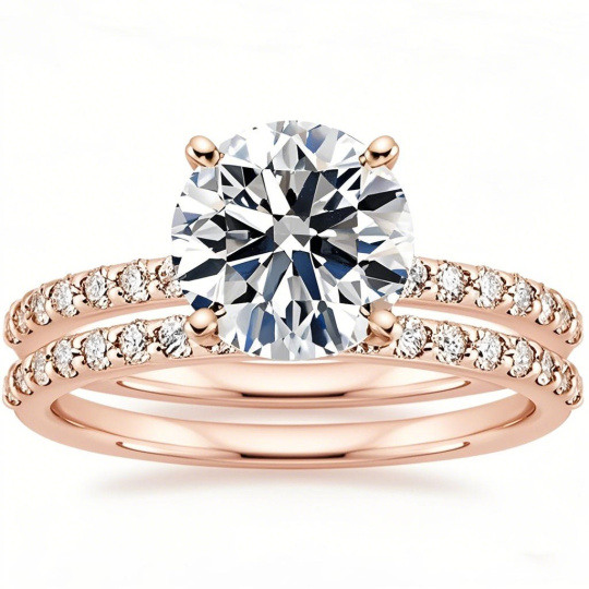 Anillo de moissanita de oro rosa de 10 quilates
