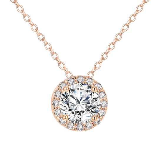 Ronde hanger met moissanite van 10 karaats roségoud.