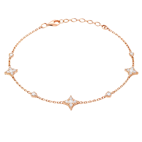 10K Rose Gold Moissanite Star Charm Bracelet