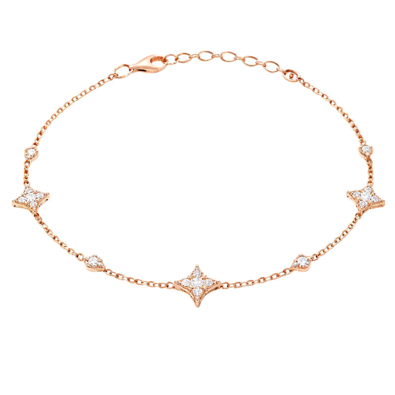 Pulsera con dije de estrella de moissanita en oro rosa de 18 quilates-1