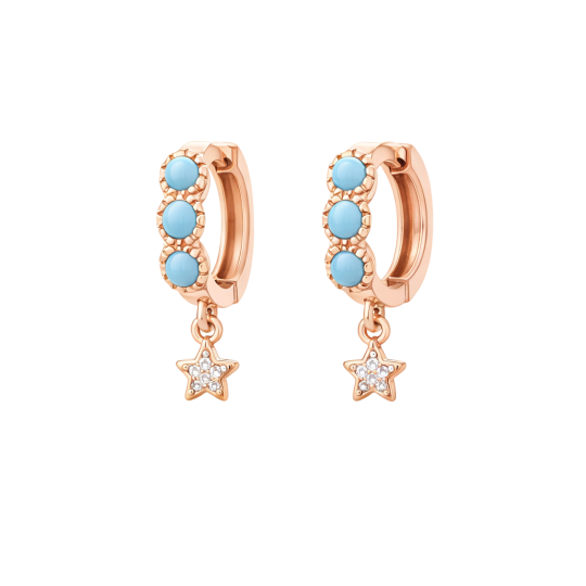 10K Rose Gold Moissanite & Turquoise Star Drop Earrings