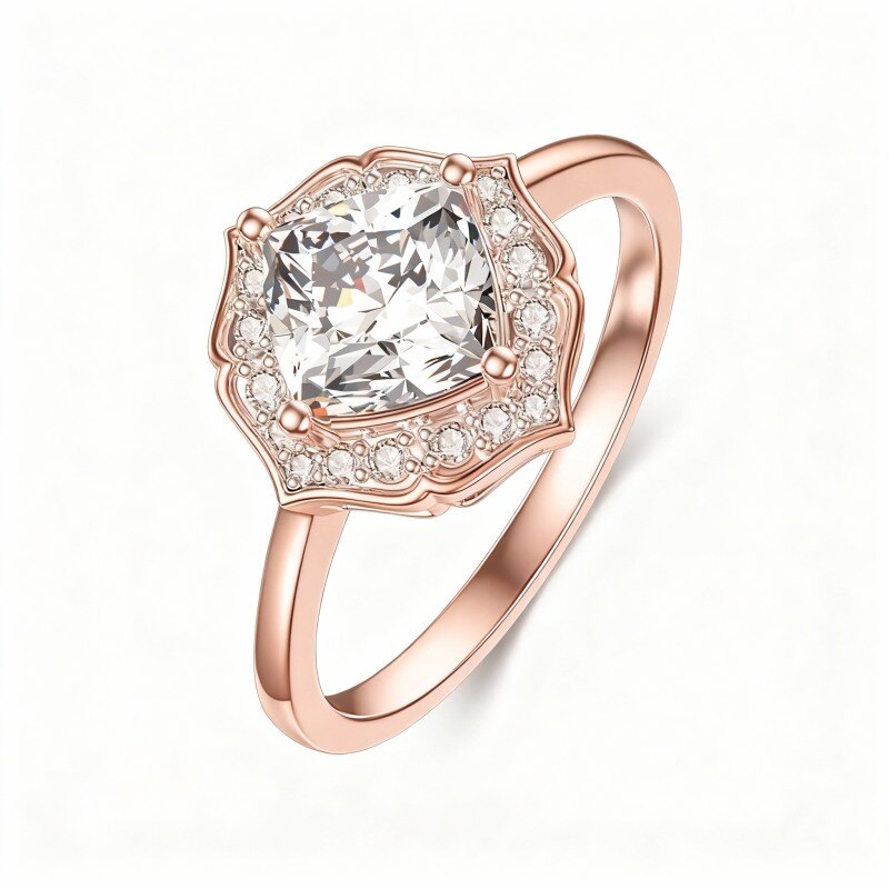 10K Rose Gold Moissanite Wedding Ring-14