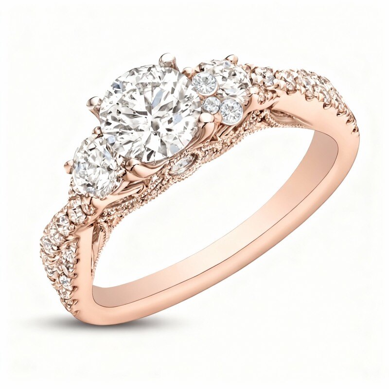 Alliance en or rose 10 carats et moissanite-1
