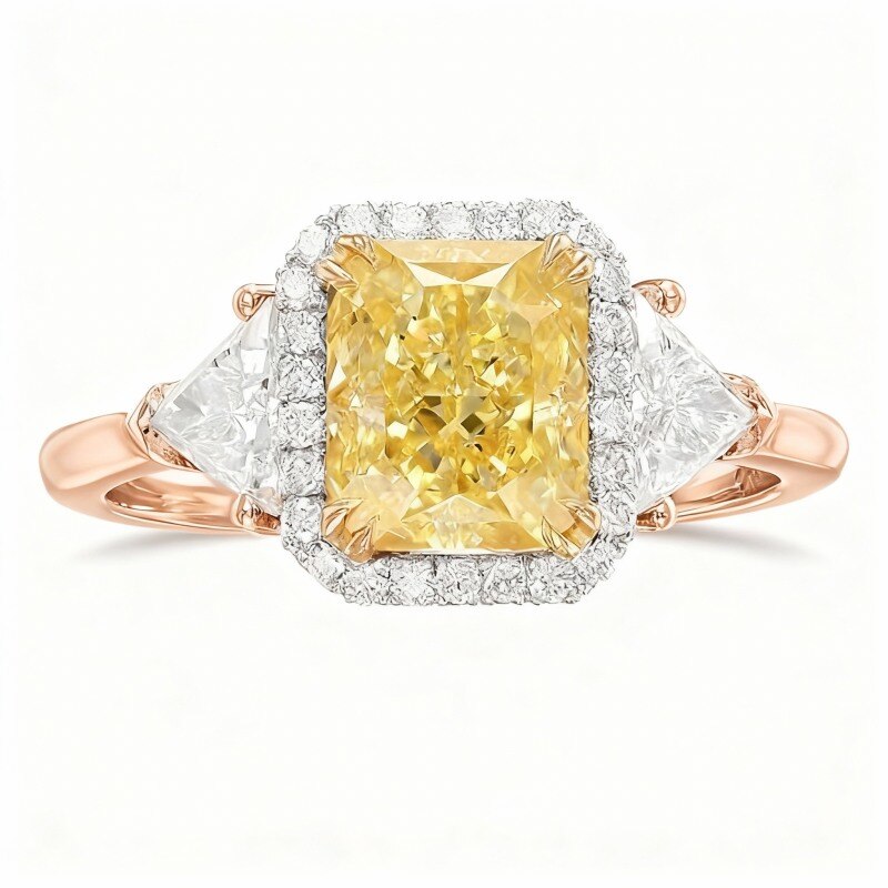 Anillo de boda de oro rosa de 10 quilates con moissanita-3