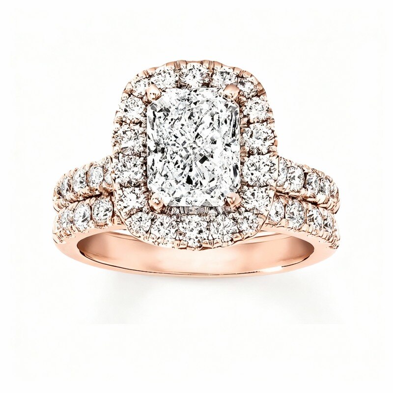 Alliance en or rose 10 carats et moissanite-7