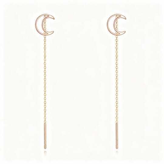 Pendientes colgantes de luna en oro rosa de 10 quilates