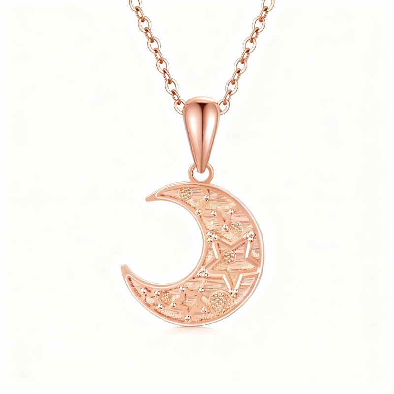 Collar con colgante de luna en oro rosa de 14 quilates-1