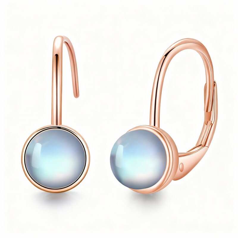 14Kローズゴールドムーンストーンビーズフープイヤリング-1