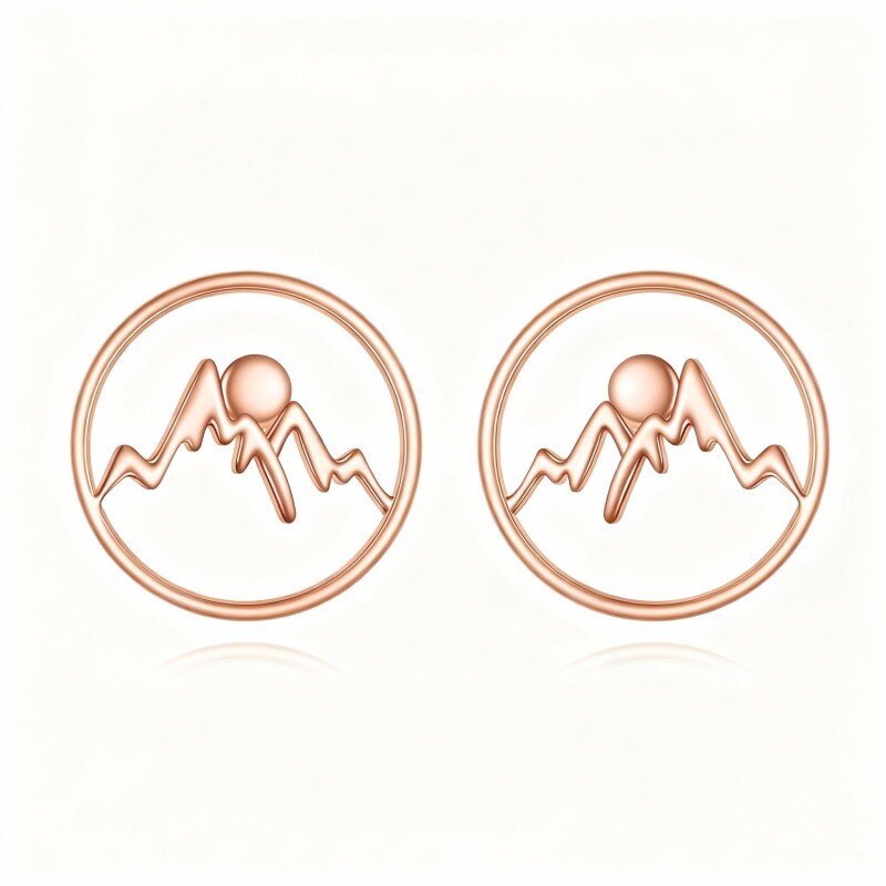 14K Rose Gold Mountains Stud Earrings-1