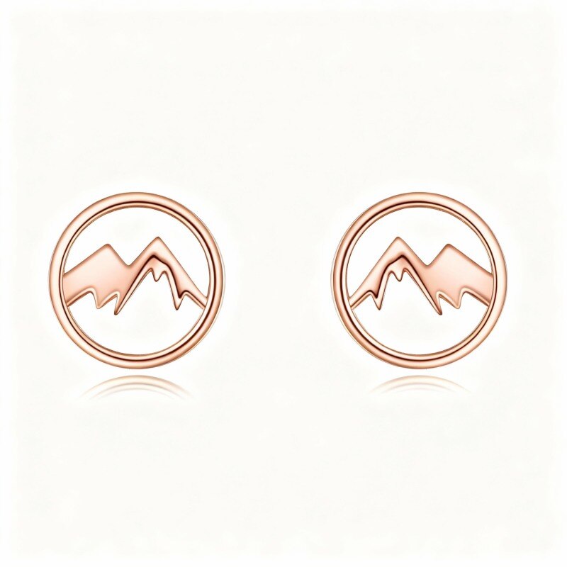 Boucles d'oreilles puces Montagnes en or rose 14 carats-1