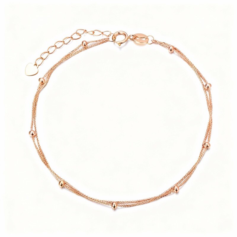 Tobillera de cadena multicapa de oro rosa de 10 quilates-1