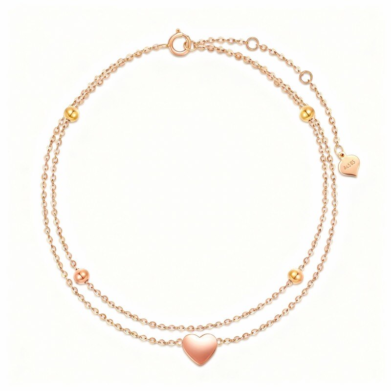 Bracelet de cheville à breloques multicouches en or rose 10 carats-1