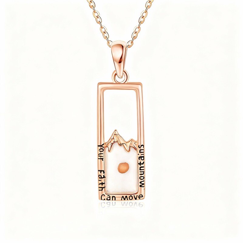 Collar con colgante de semillas de mostaza en oro rosa de 10 quilates con palabra grabada-1