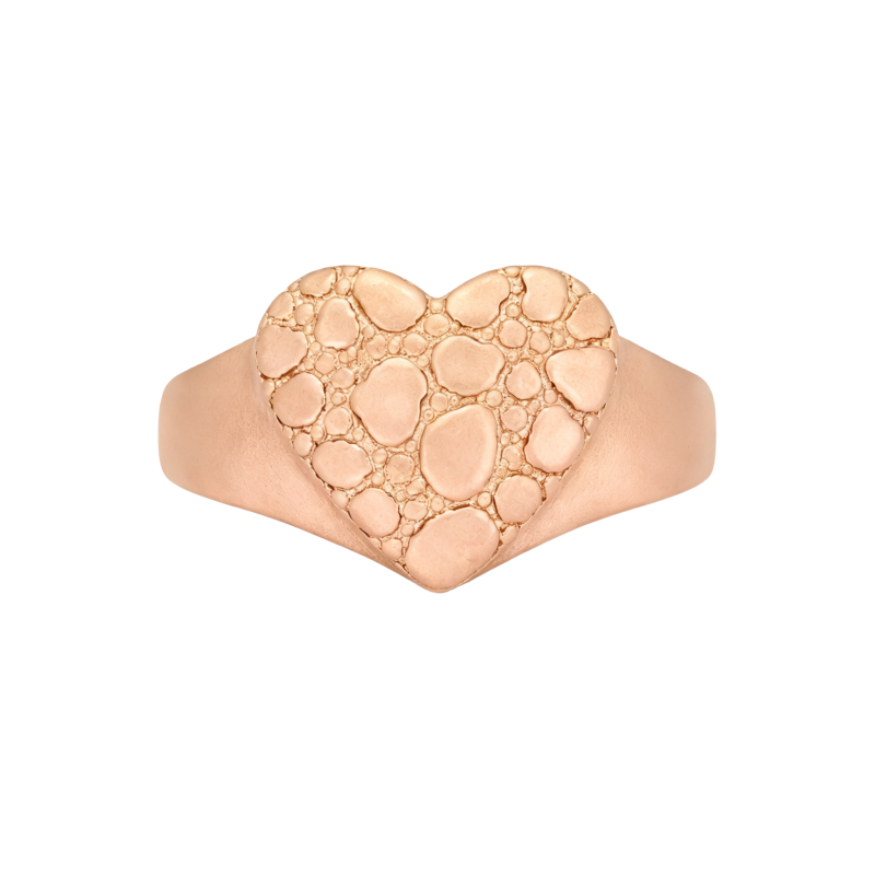 Anillo de oro rosa de 14 quilates sin piedra en forma de corazón para hombre-1