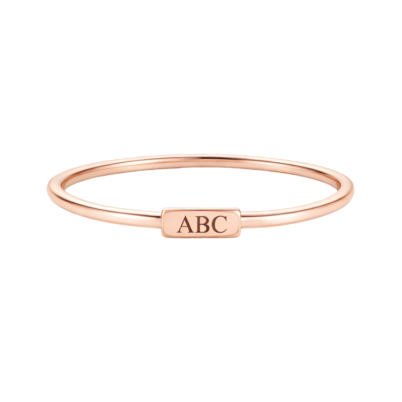 10K Rose Gold No Stone Personalized Initial Letter Initial Ring-1