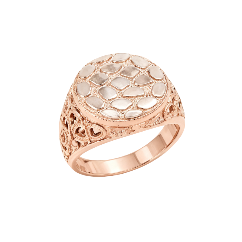 Anillo redondo de oro rosa de 10 quilates sin piedras para hombre-1