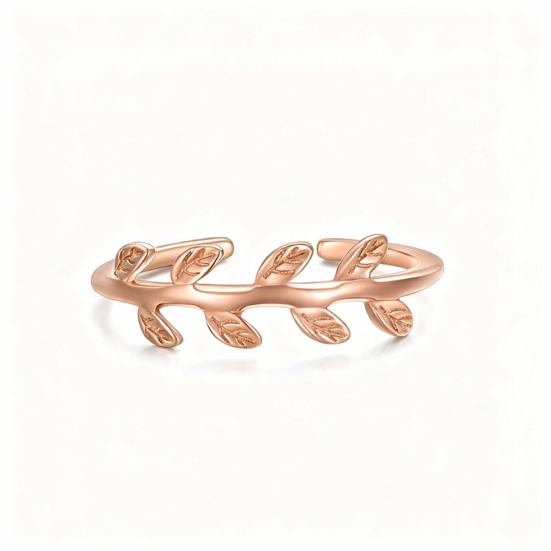 Anillo de dedo del pie con forma de rama de olivo en oro rosa de 14 quilates-1